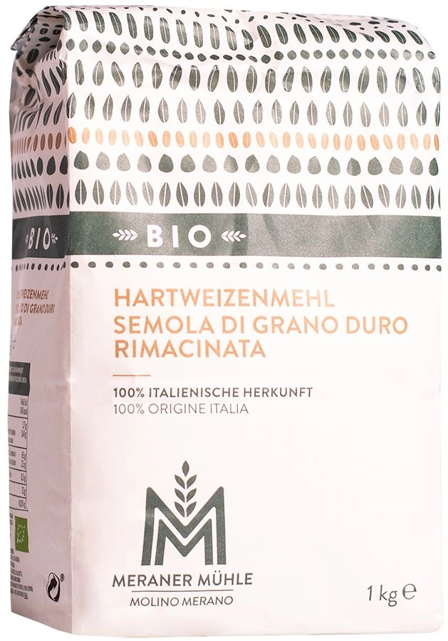 Organic remilled durum wheat semolina